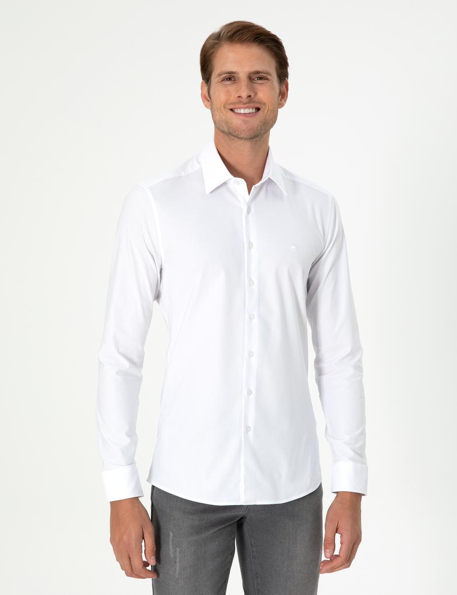 Beyaz Ex. Slim Fit Uzun Kollu Gömlek