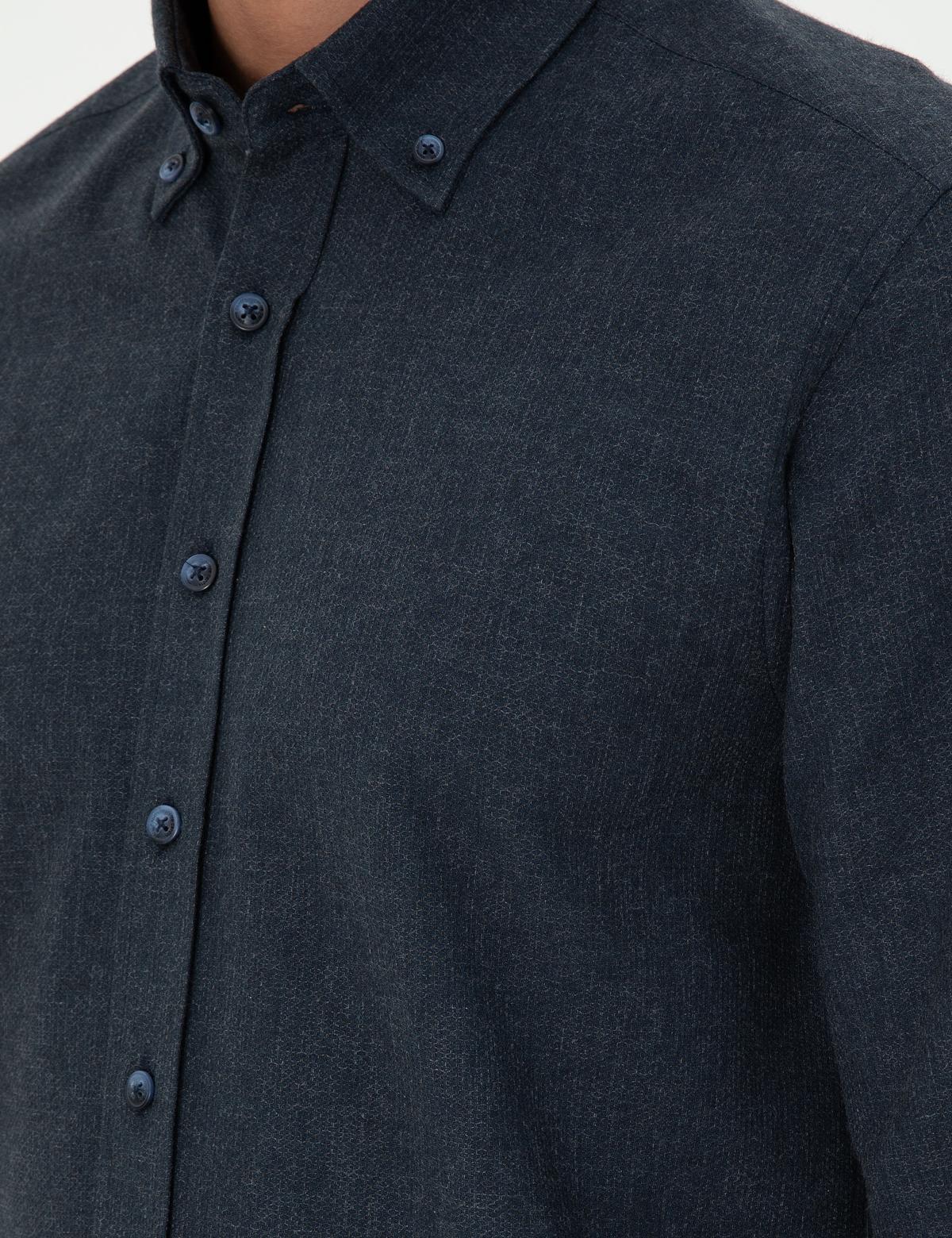 Lacivert Slim Fit Uzun Kollu Gömlek - 50293756047