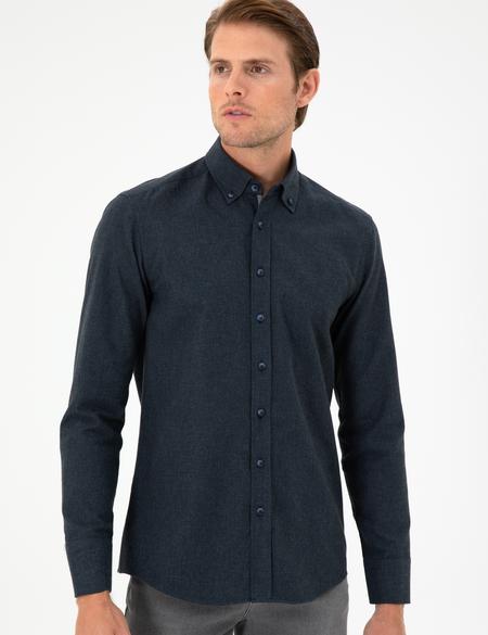 Lacivert Slim Fit Uzun Kollu Gömlek - 50293756047