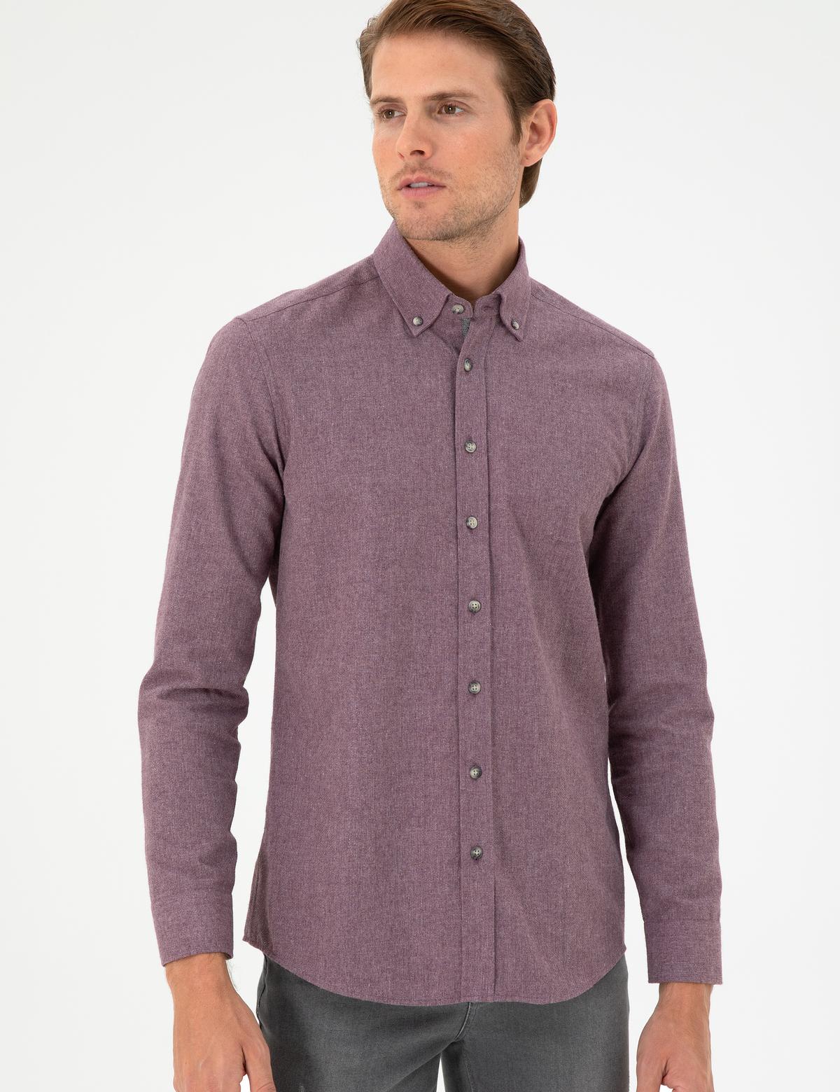 Mor Slim Fit Uzun Kollu Gömlek - 50293756032