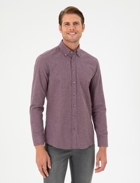 Mor Slim Fit Uzun Kollu Gömlek - 50293756032