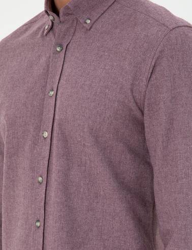 Mor Slim Fit Uzun Kollu Gömlek