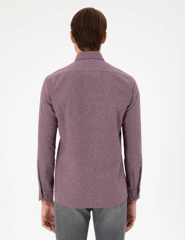 Mor Slim Fit Uzun Kollu Gömlek