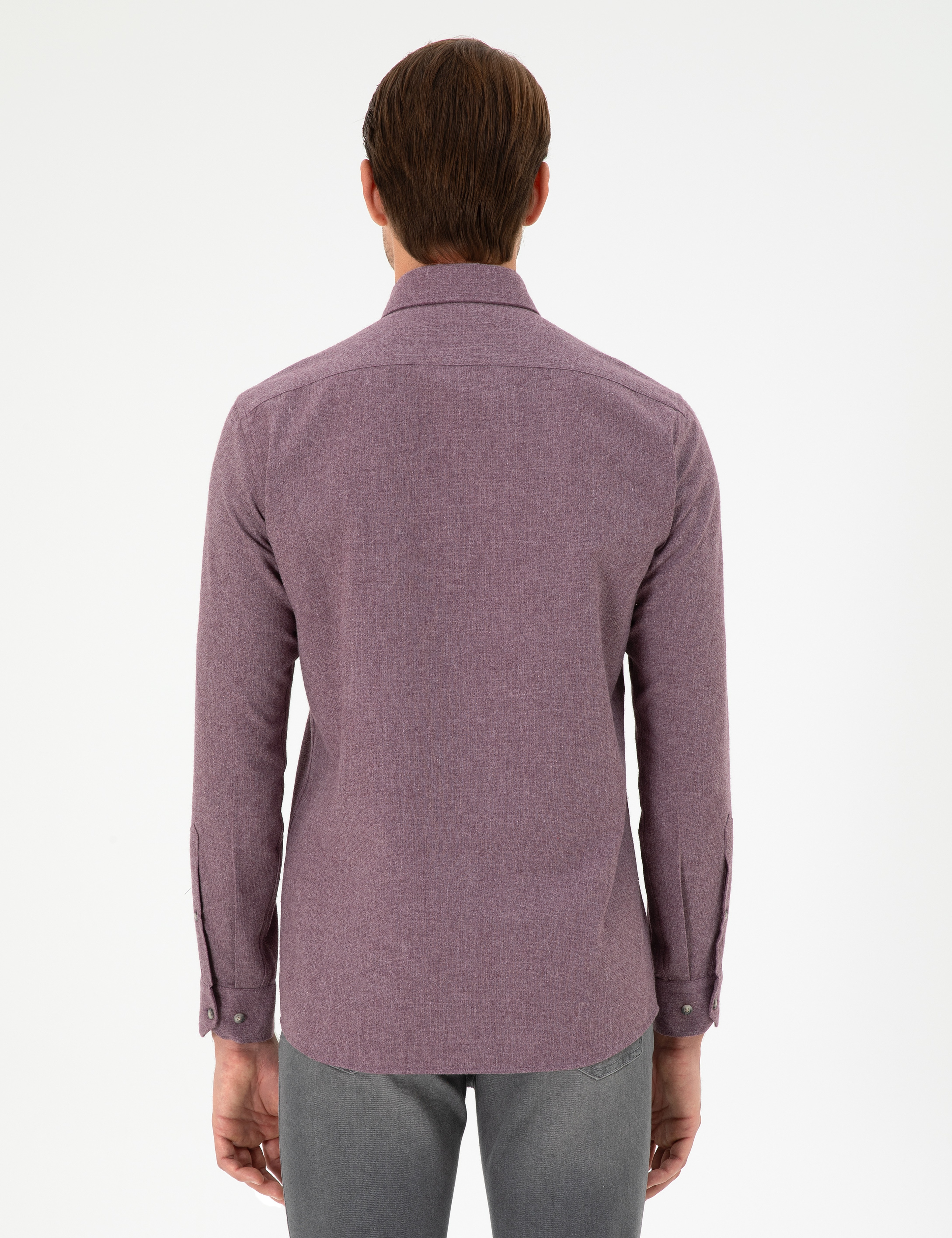 Mor Slim Fit Uzun Kollu Gömlek