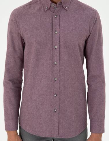 Mor Slim Fit Uzun Kollu Gömlek