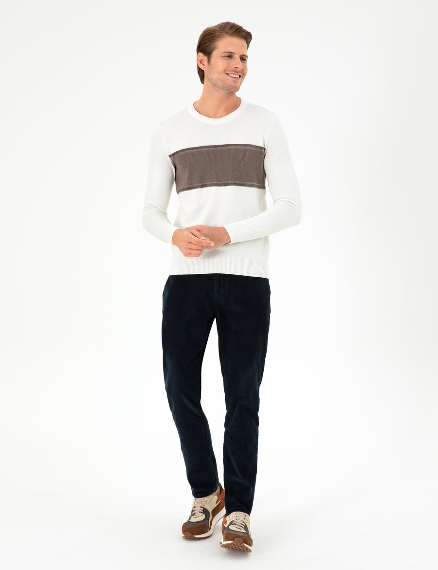 Lacivert Carrot Fit Kadife Kanvas Pantolon