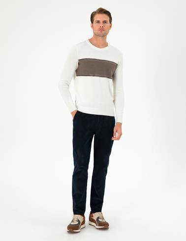 Lacivert Carrot Fit Kadife Kanvas Pantolon