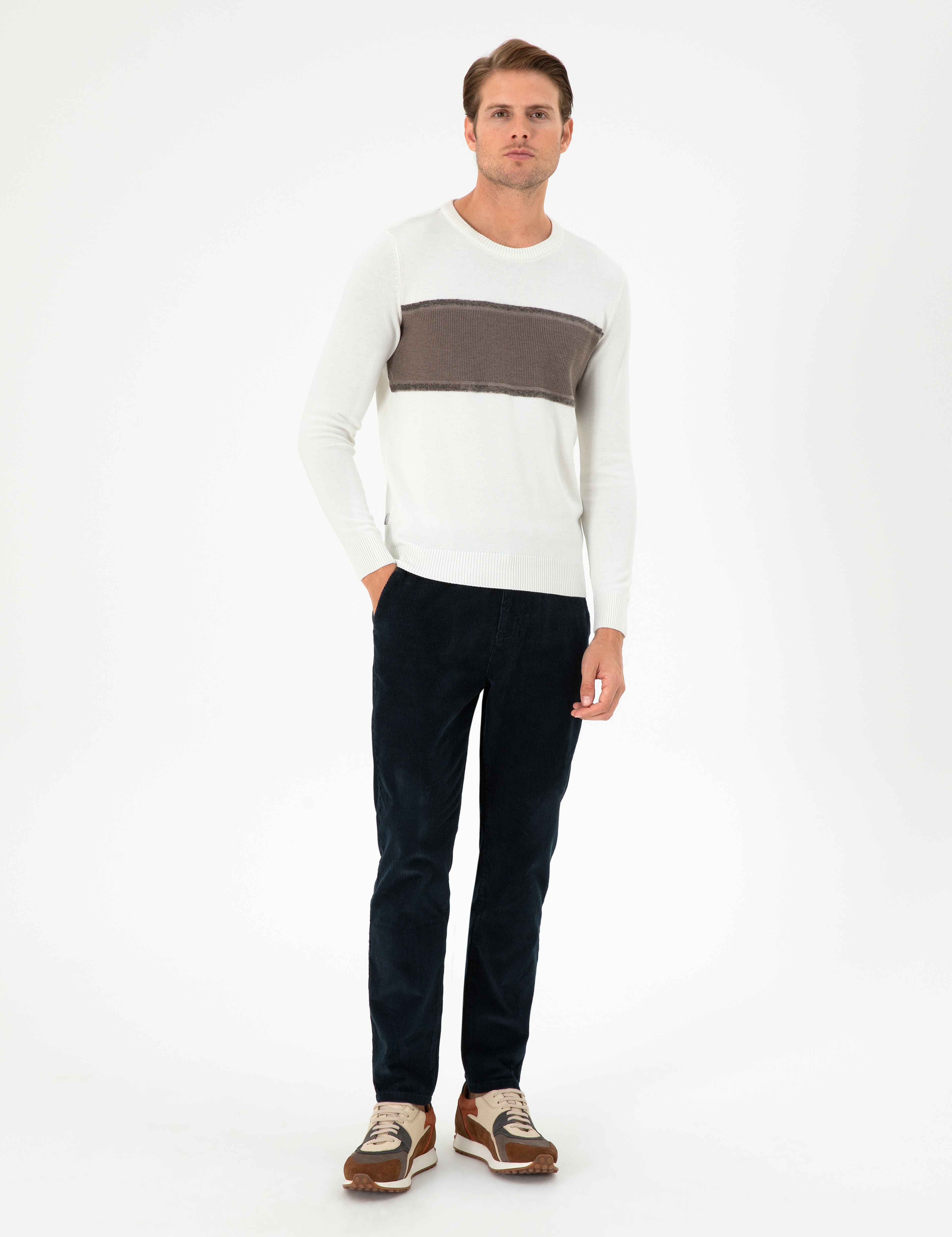 Lacivert Carrot Fit Kadife Kanvas Pantolon - Image 3