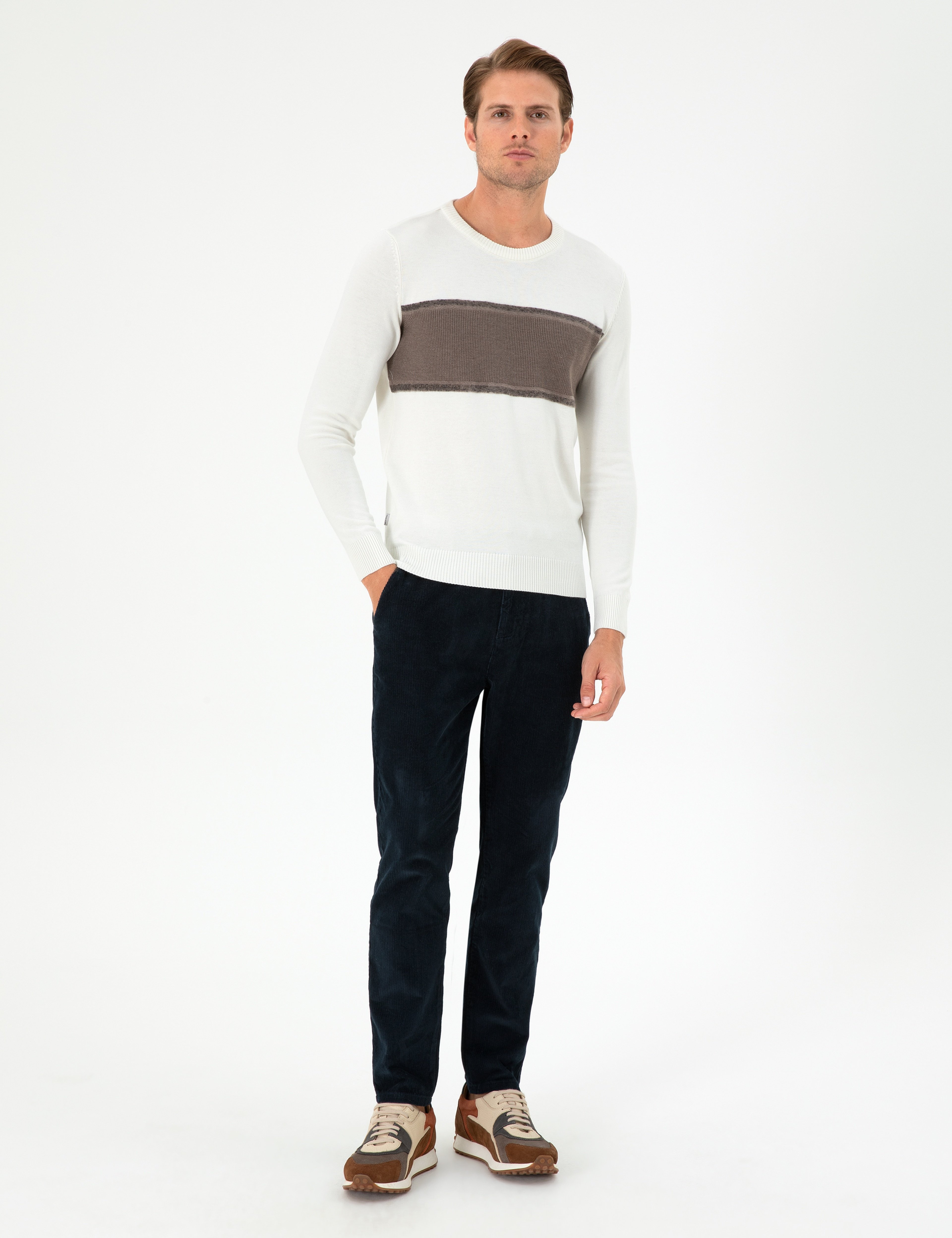 Lacivert Carrot Fit Kadife Kanvas Pantolon