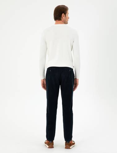 Lacivert Carrot Fit Kadife Kanvas Pantolon