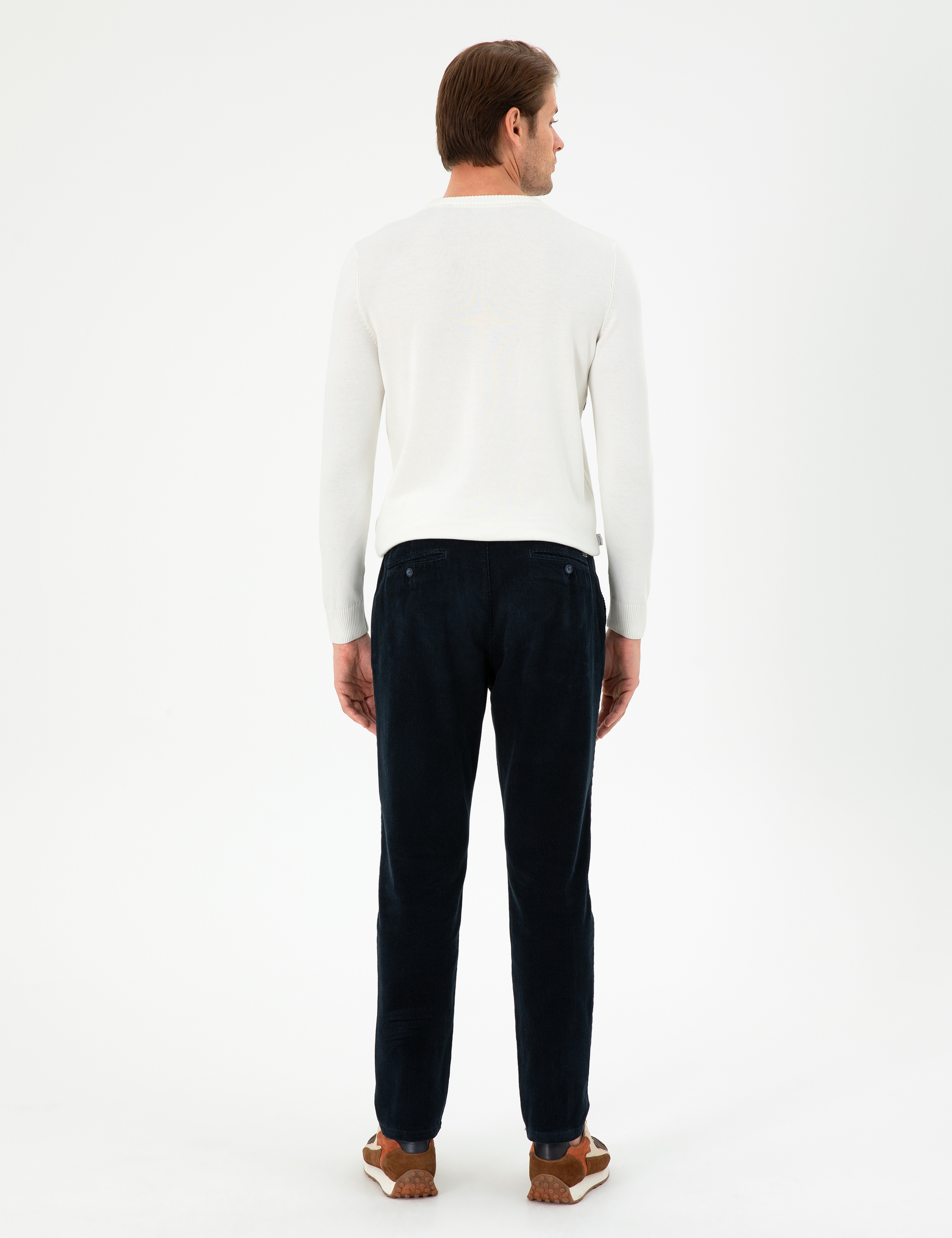 Lacivert Carrot Fit Kadife Kanvas Pantolon - Image 4