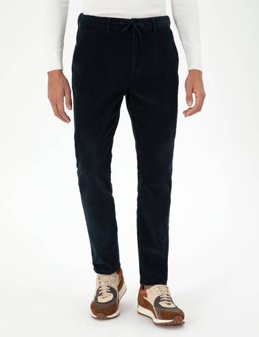 Lacivert Carrot Fit Kadife Kanvas Pantolon