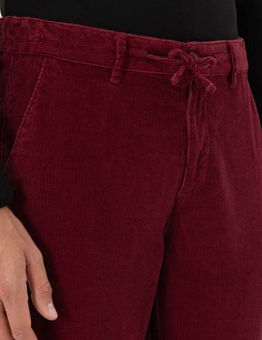 Bordo Carrot Fit Kadife Kanvas Pantolon