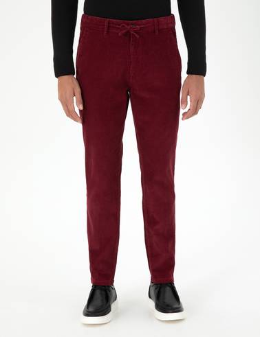 Bordo Carrot Fit Kadife Kanvas Pantolon