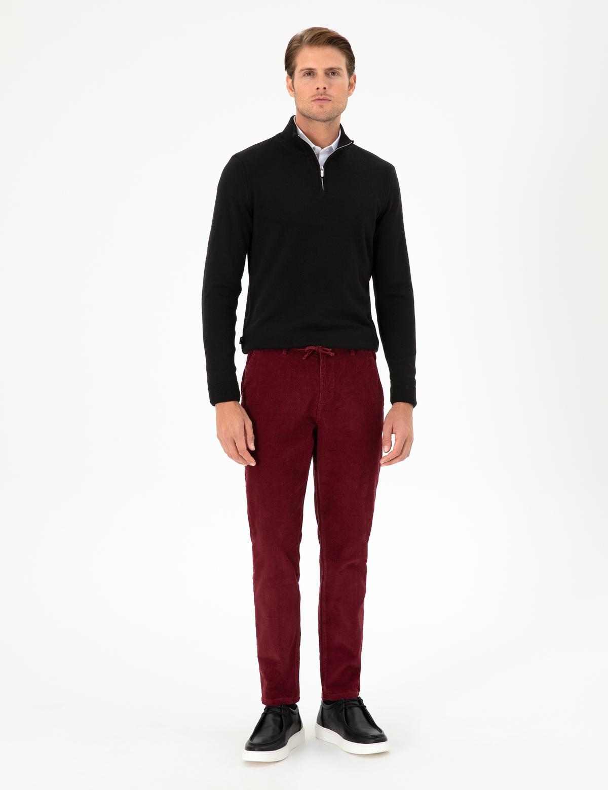 Bordo Carrot Fit Kadife Kanvas Pantolon - 50295927144