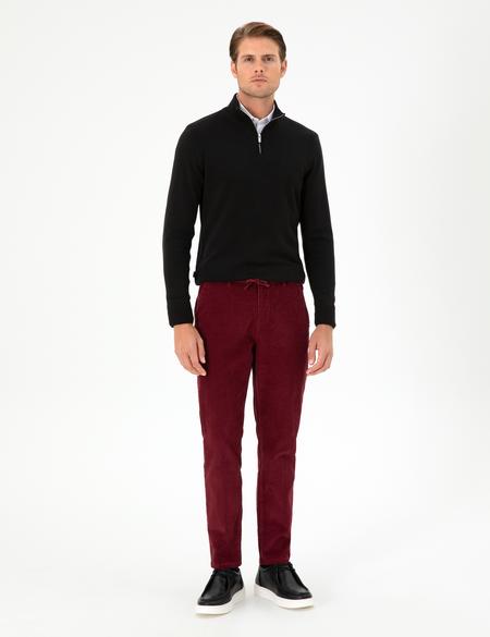 Bordo Carrot Fit Kadife Kanvas Pantolon - 50295927144