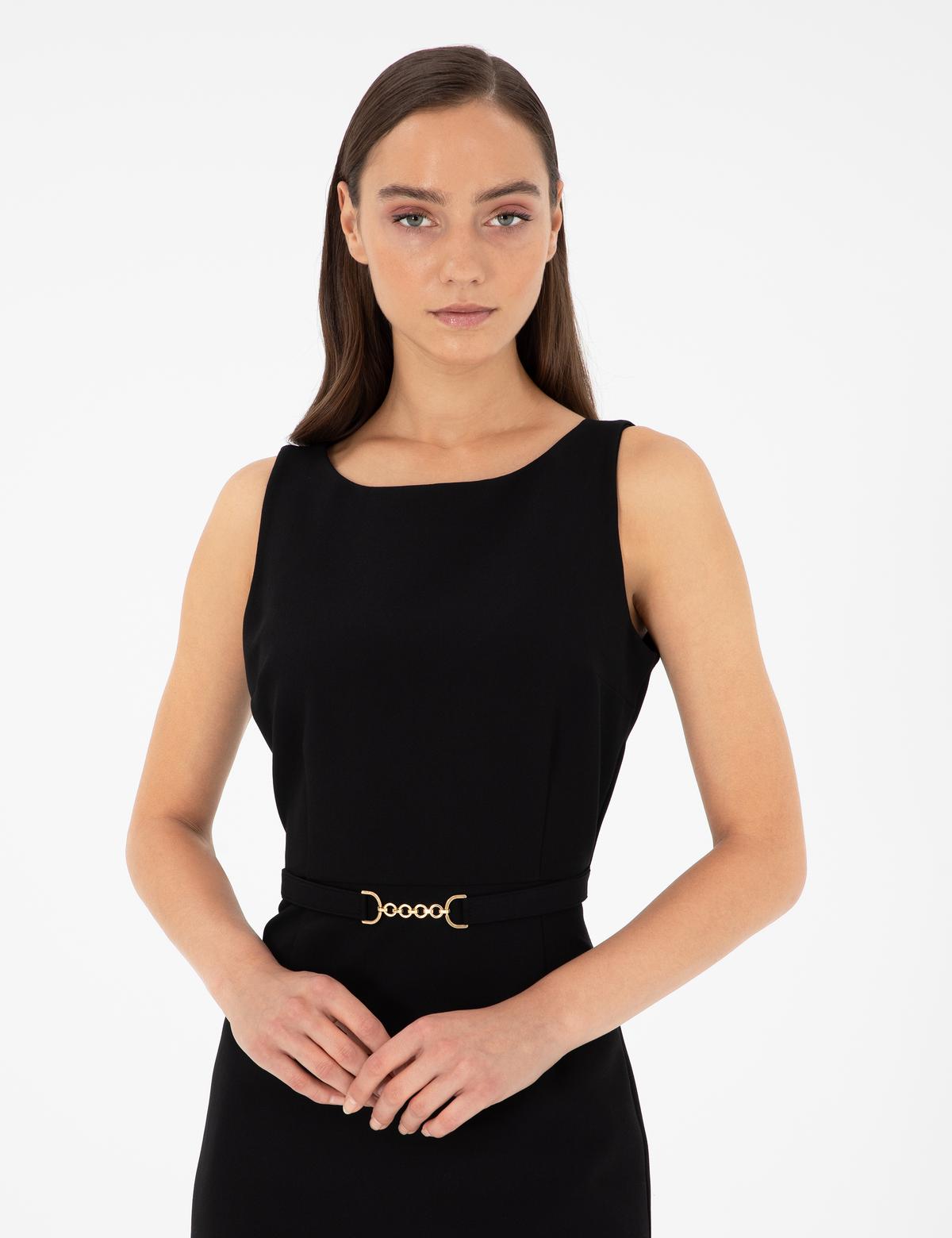 Siyah Slim Fit Dokuma Elbise - 50297162001