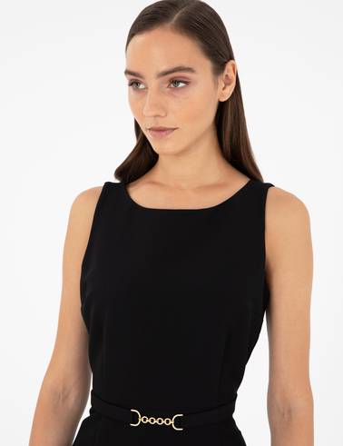 Siyah Slim Fit Dokuma Elbise