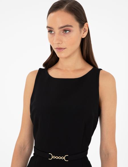 Siyah Slim Fit Dokuma Elbise - 50297162001