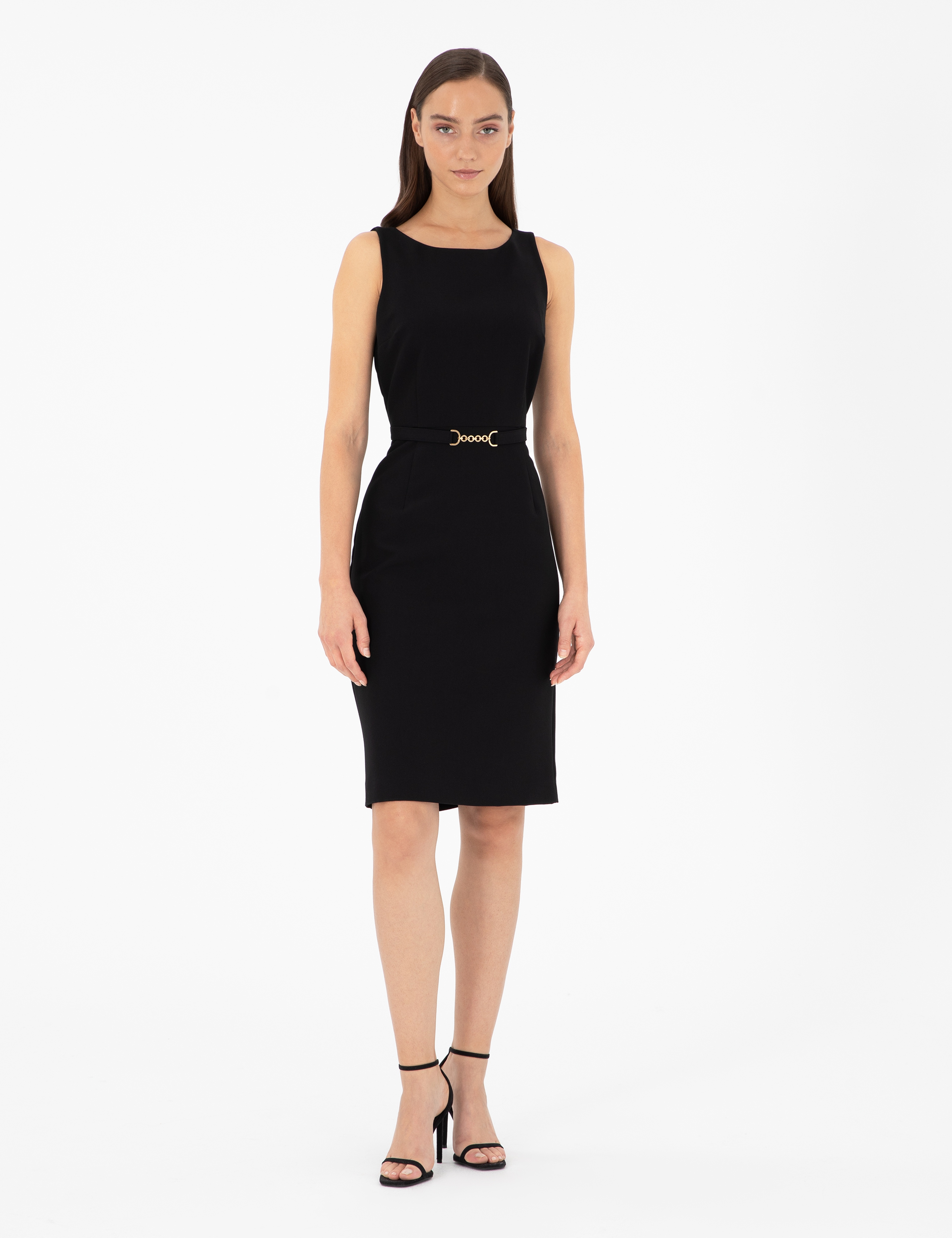 Siyah Slim Fit Dokuma Elbise