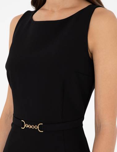 Siyah Slim Fit Dokuma Elbise