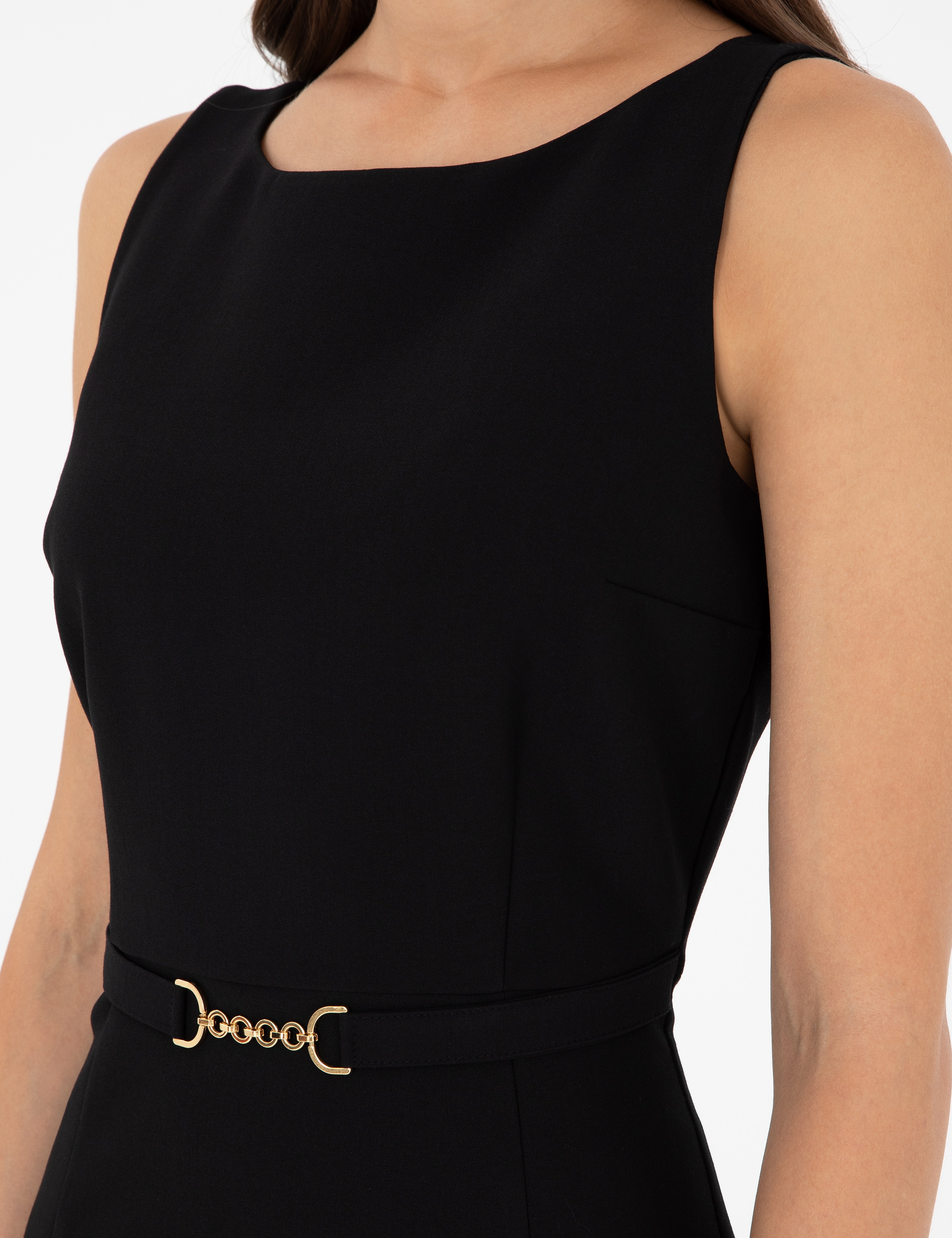 Siyah Slim Fit Dokuma Elbise