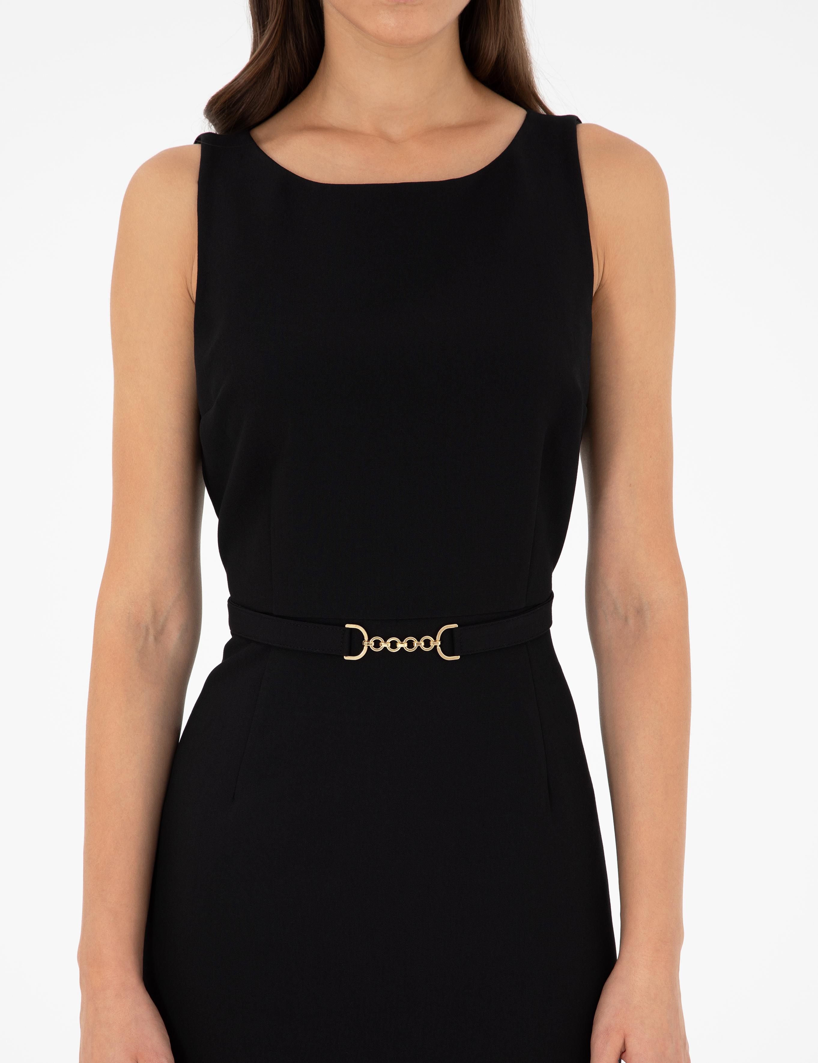 Siyah Slim Fit Dokuma Elbise