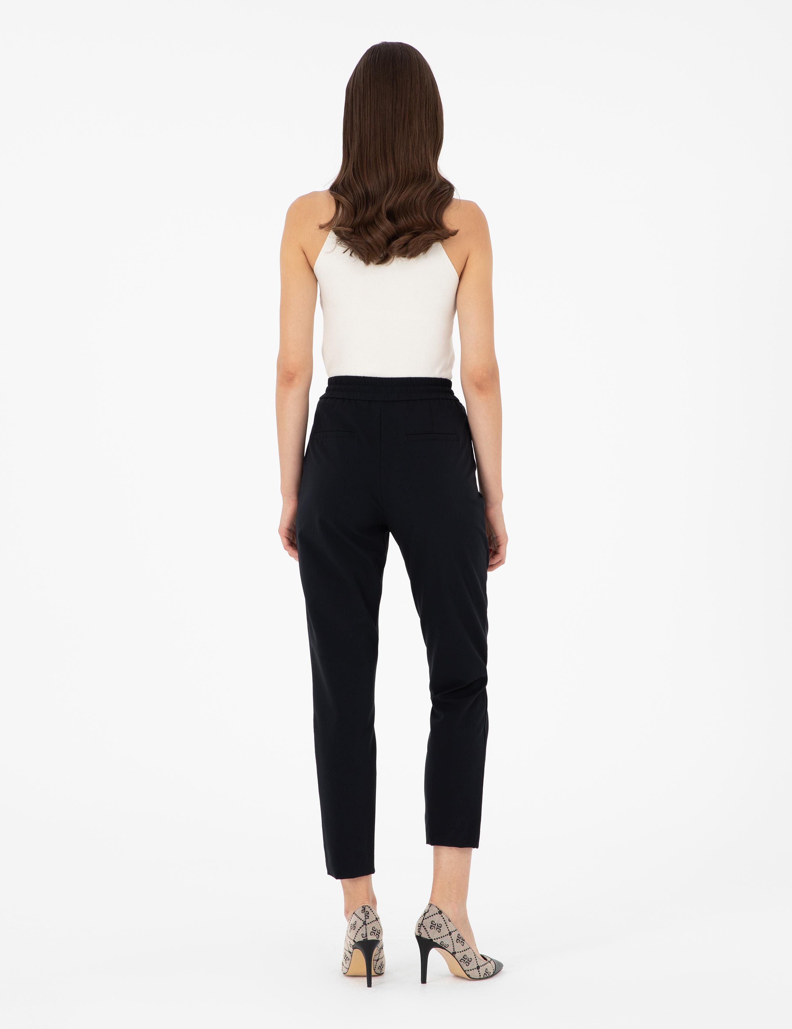 Siyah Carrot Fit Kumaş Pantolon