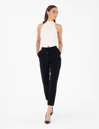Siyah Carrot Fit Kumaş Pantolon
