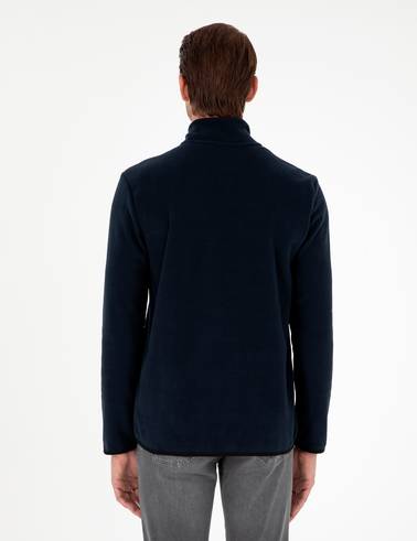 Lacivert Regular Fit Yarım Fermuarlı Polar Sweatshirt
