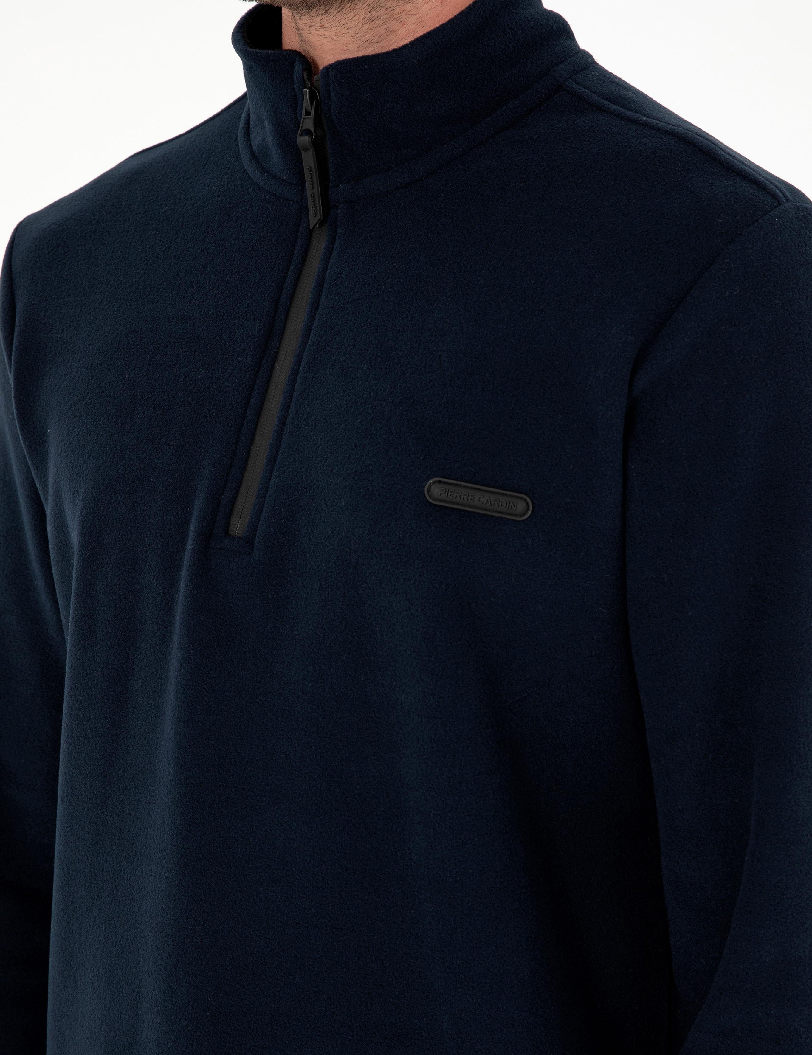 Lacivert Regular Fit Yarım Fermuarlı Polar Sweatshirt