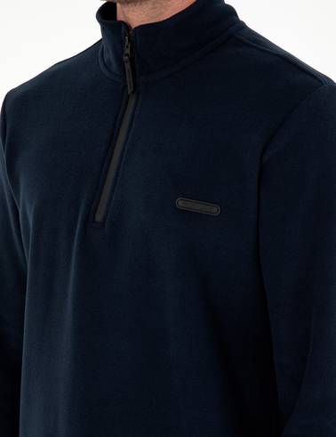Lacivert Regular Fit Yarım Fermuarlı Polar Sweatshirt