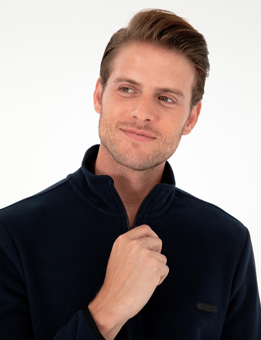 Lacivert Regular Fit Yarım Fermuarlı Polar Sweatshirt