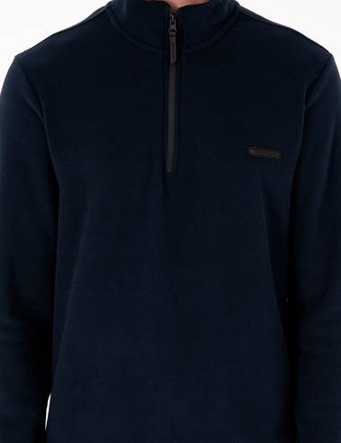 Lacivert Regular Fit Yarım Fermuarlı Polar Sweatshirt