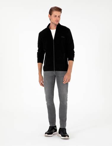 Siyah Regular Fit Polar Hırka