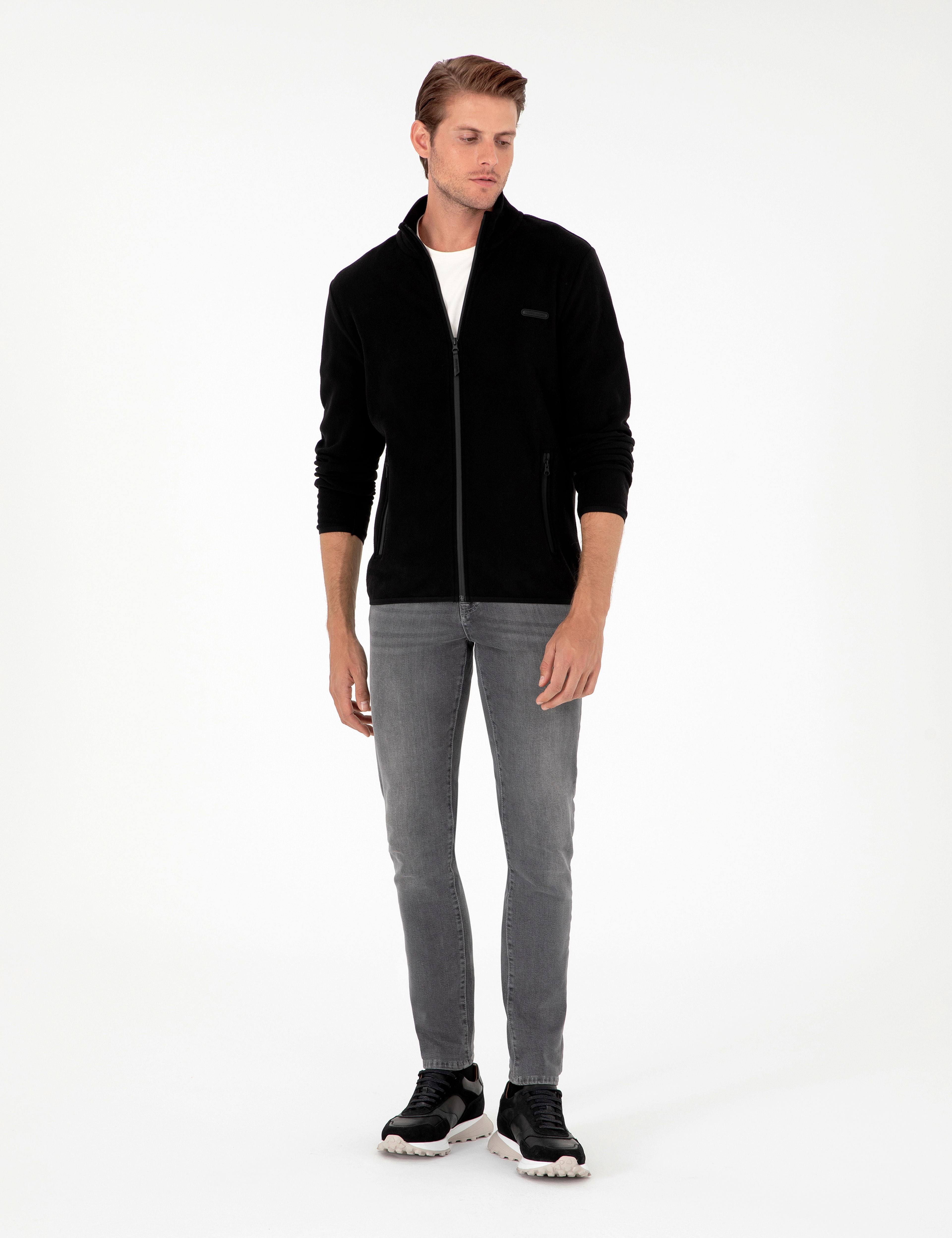Siyah Regular Fit Polar Hırka