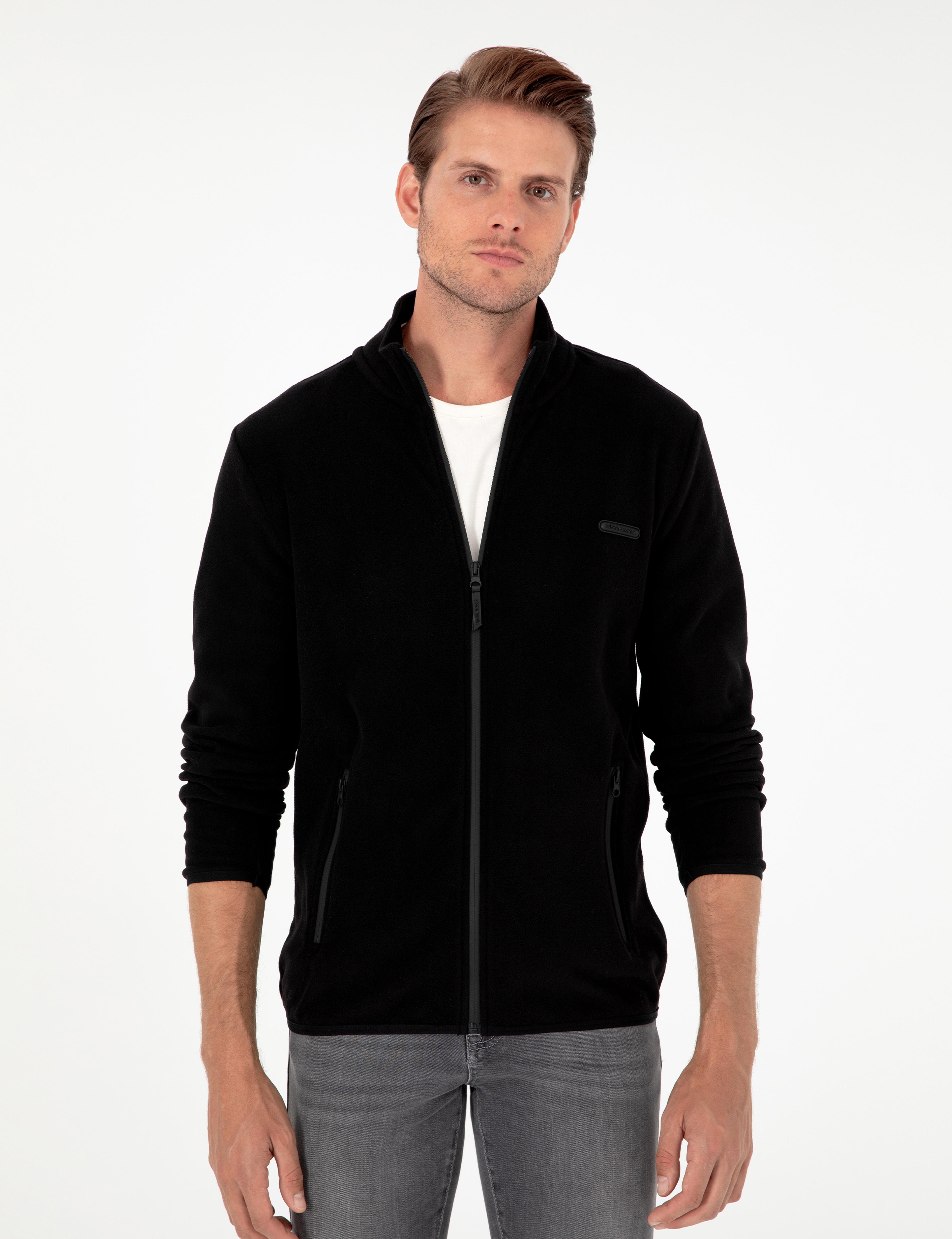 Siyah Regular Fit Polar Hırka