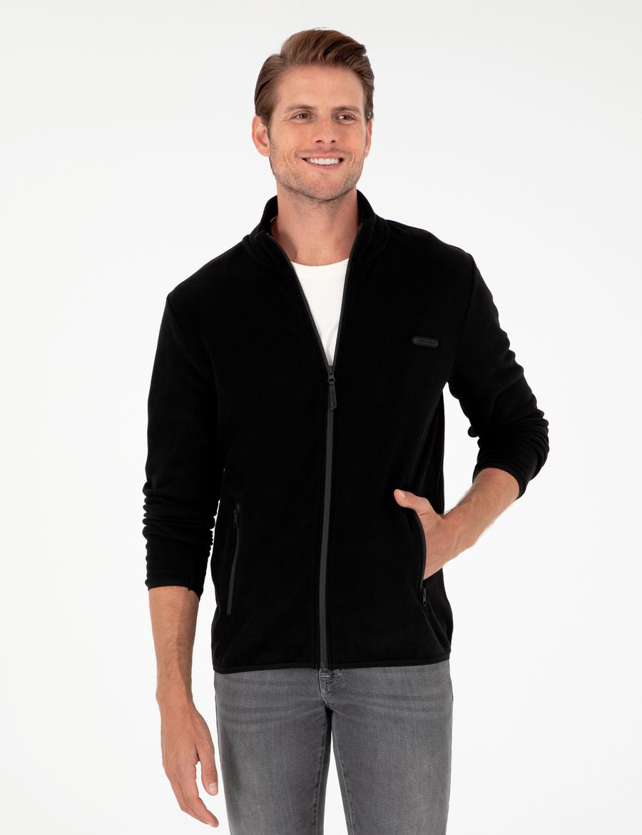 Siyah Regular Fit Polar Hırka