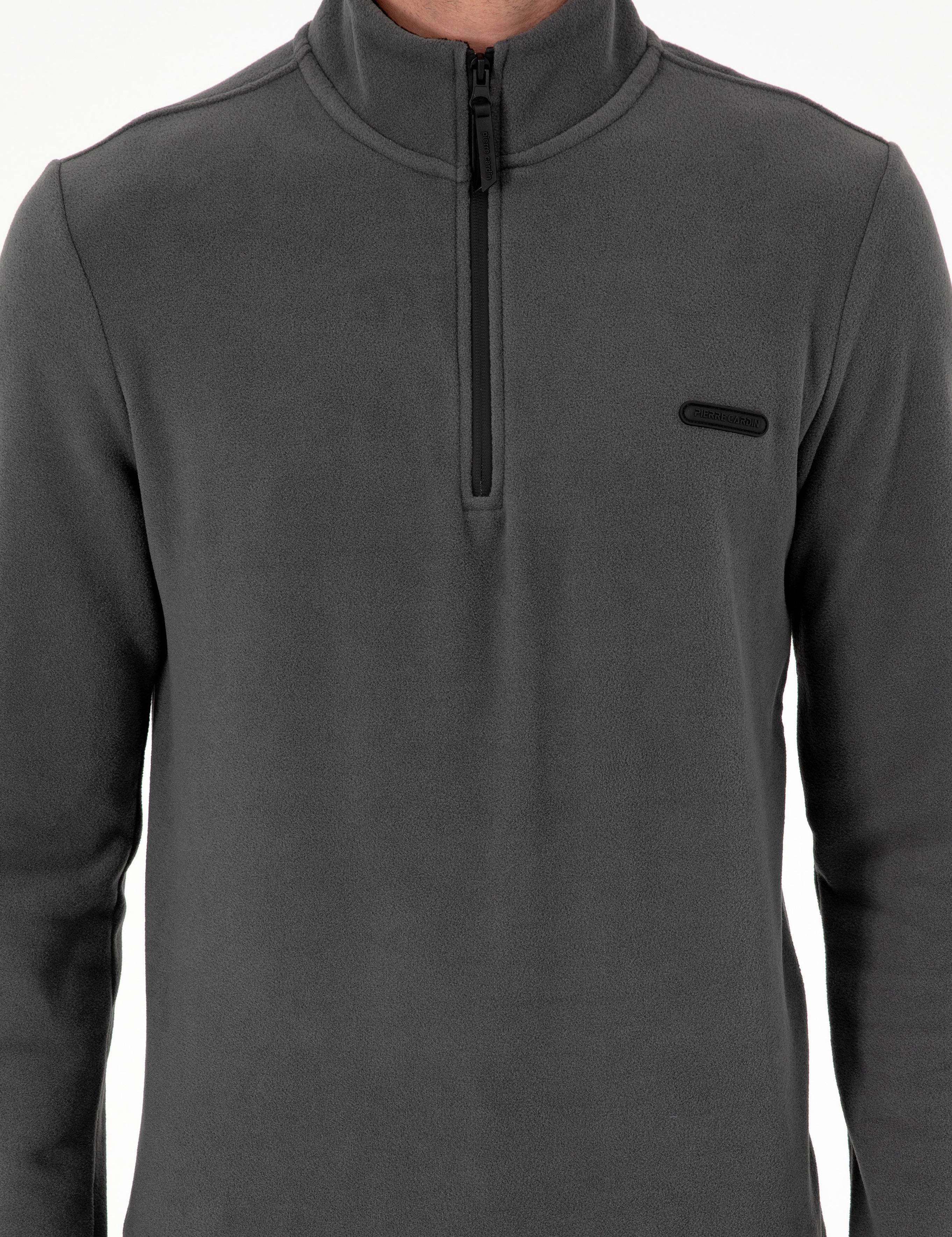 Antrasit Regular Fit Yarım Fermuarlı Polar Sweatshirt