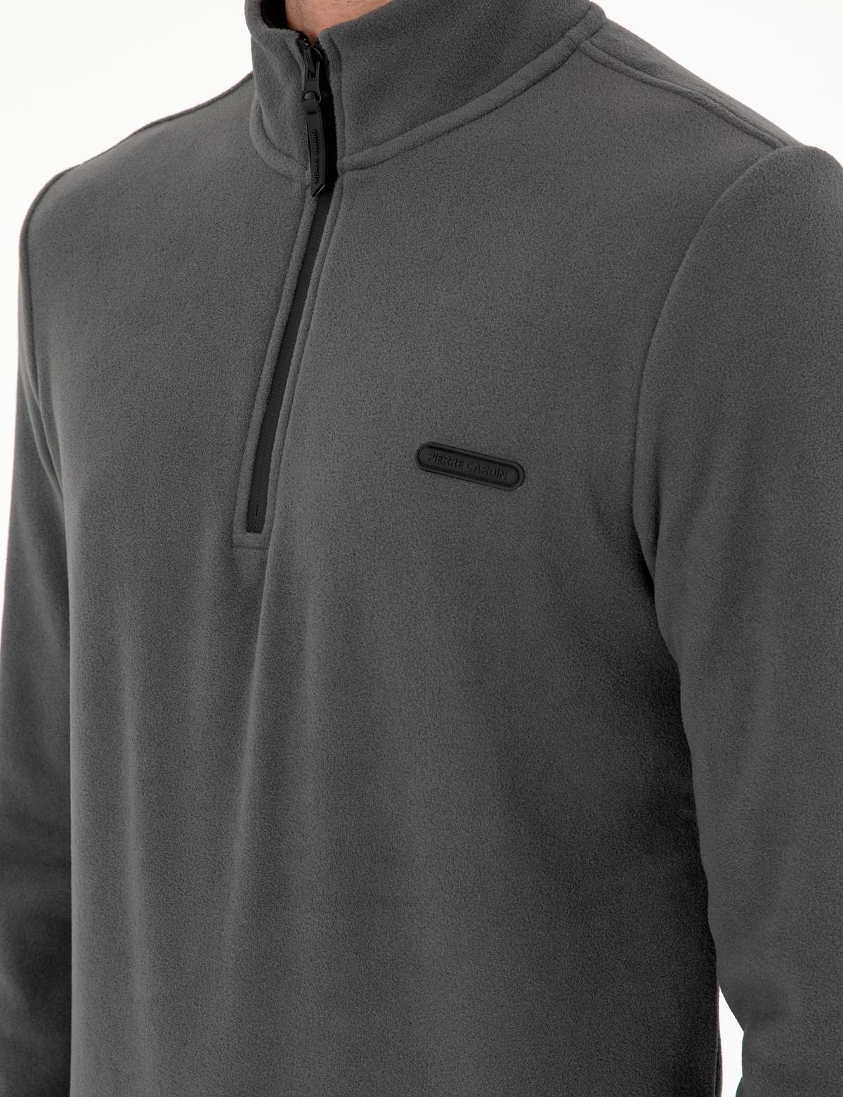 Antrasit Regular Fit Yarım Fermuarlı Polar Sweatshirt - 50298973035