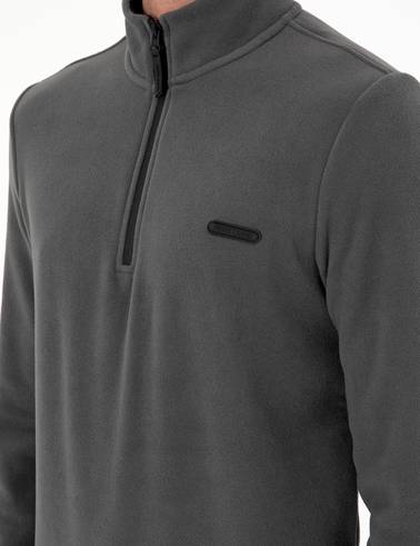 Antrasit Regular Fit Yarım Fermuarlı Polar Sweatshirt