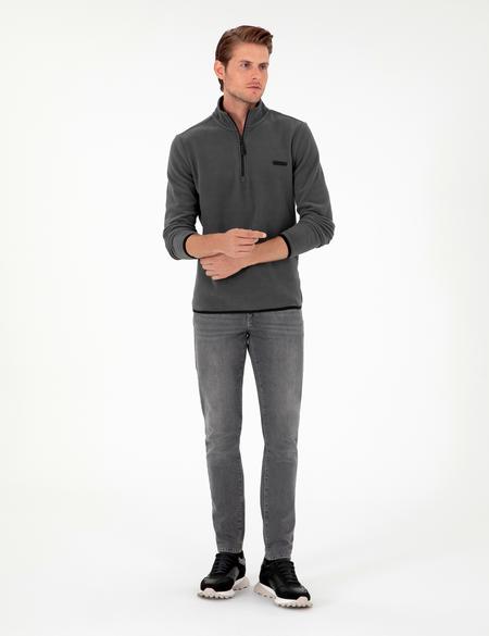 Antrasit Regular Fit Yarım Fermuarlı Polar Sweatshirt - 50298973035