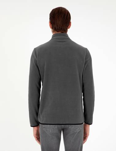 Antrasit Regular Fit Yarım Fermuarlı Polar Sweatshirt