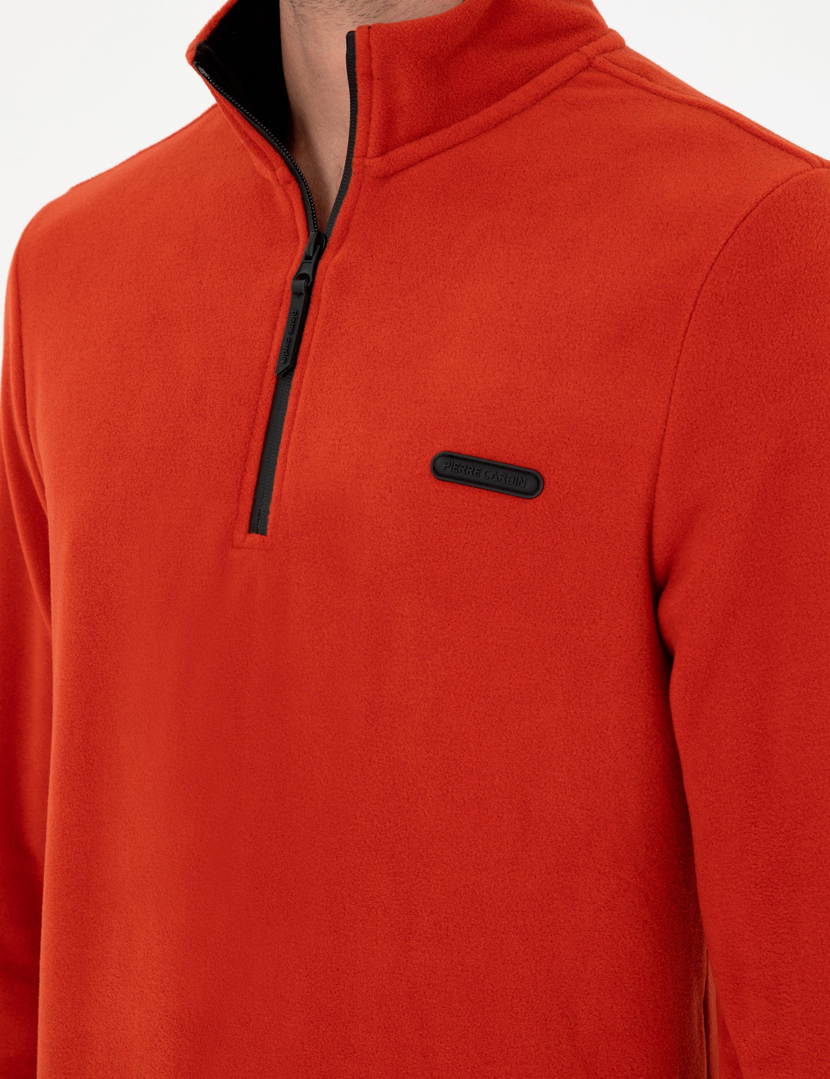 Kiremit Regular Fit Yarım Fermuarlı Polar Sweatshirt