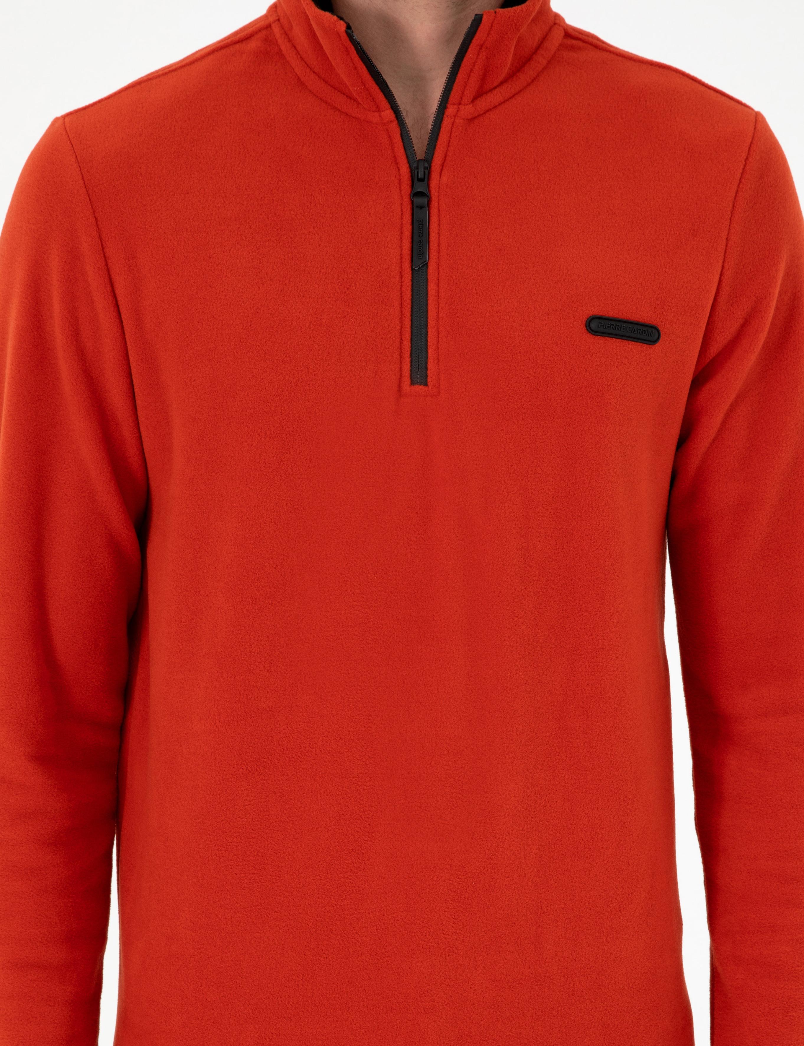 Kiremit Regular Fit Yarım Fermuarlı Polar Sweatshirt