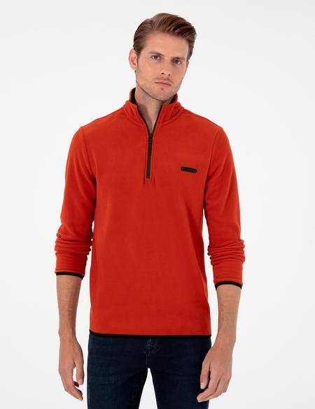 Kiremit Regular Fit Yarım Fermuarlı Polar Sweatshirt - 50298973012