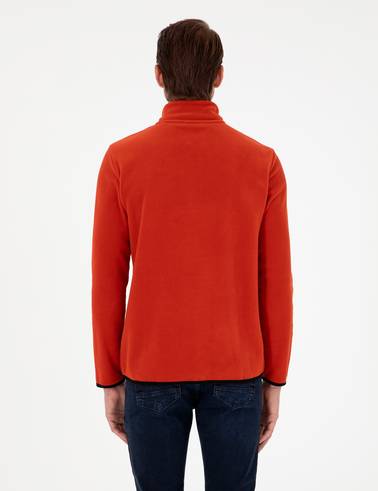 Kiremit Regular Fit Yarım Fermuarlı Polar Sweatshirt