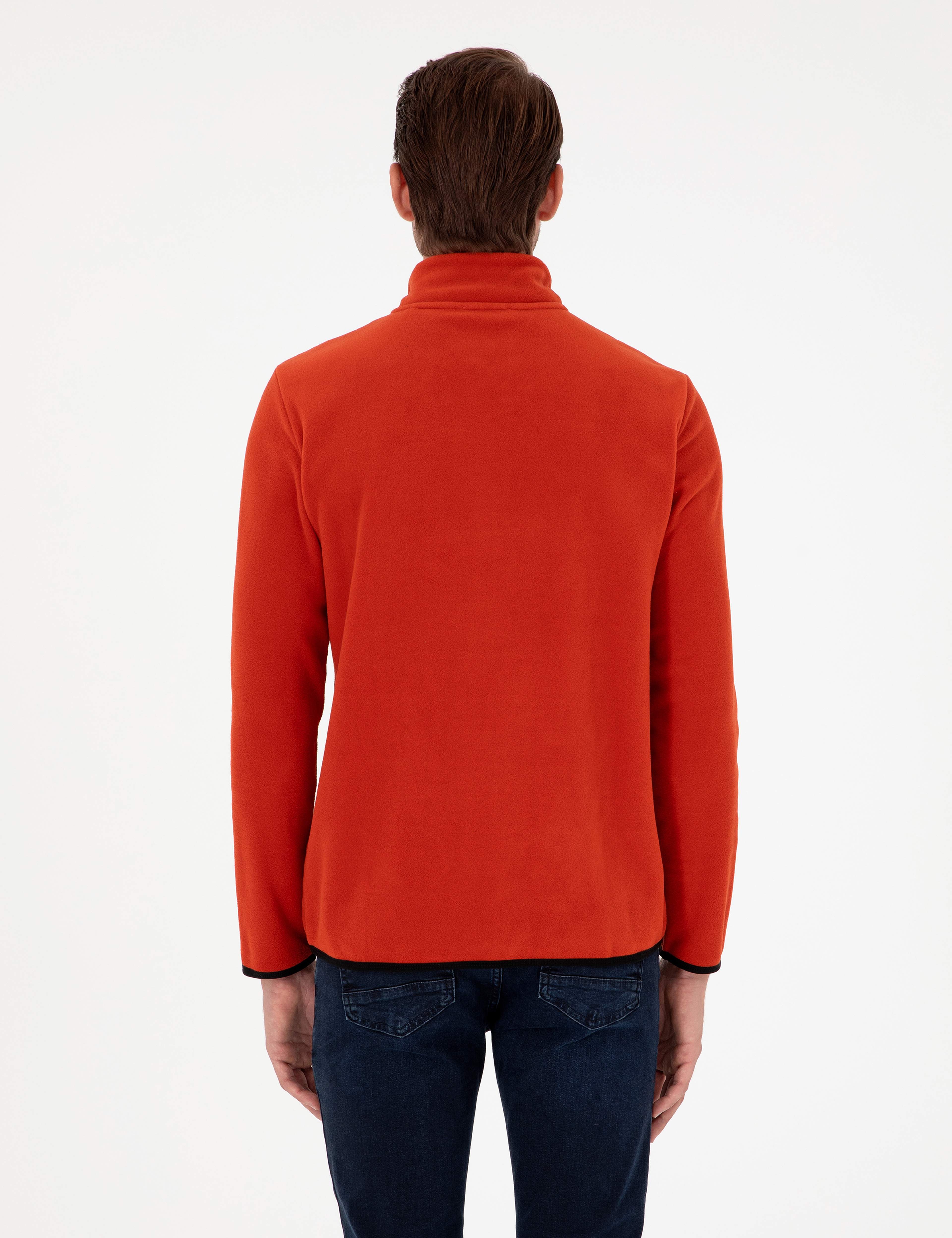 Kiremit Regular Fit Yarım Fermuarlı Polar Sweatshirt