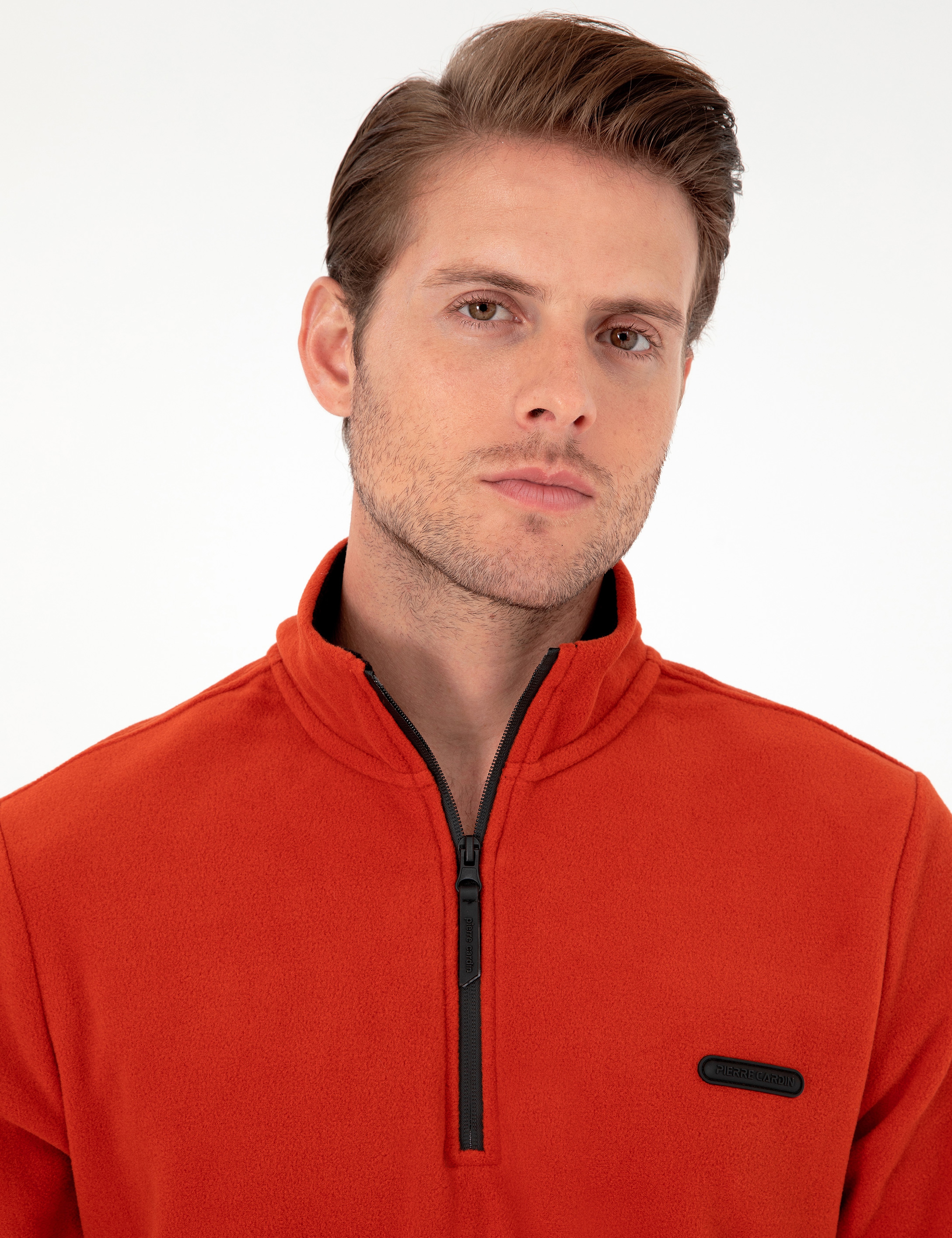 Kiremit Regular Fit Yarım Fermuarlı Polar Sweatshirt