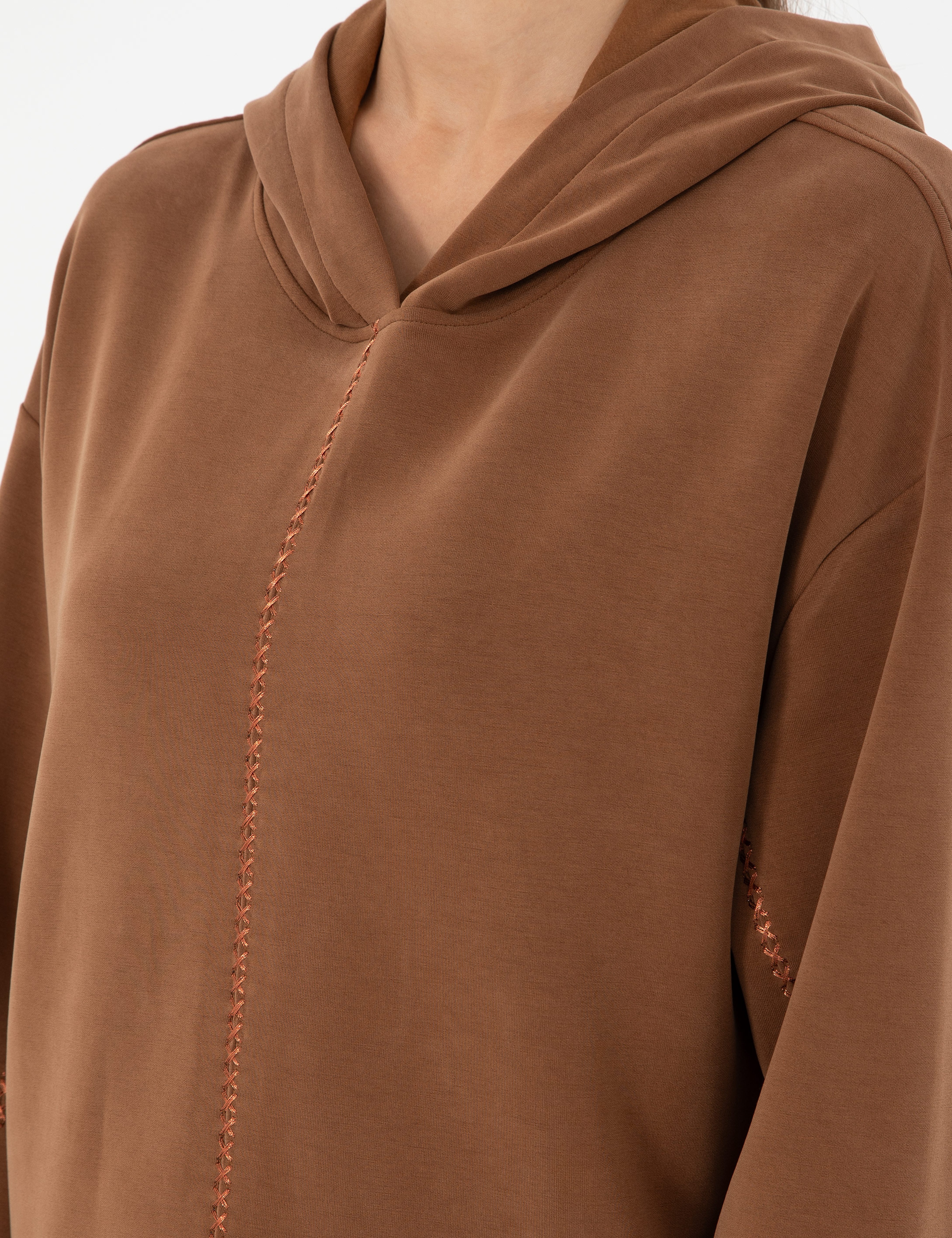 Kahverengi Oversize Sweatshirt - Image 7